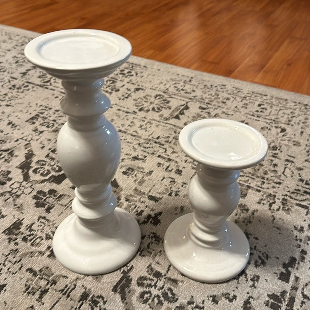 Michaels white pillar candle holders-selling as a set